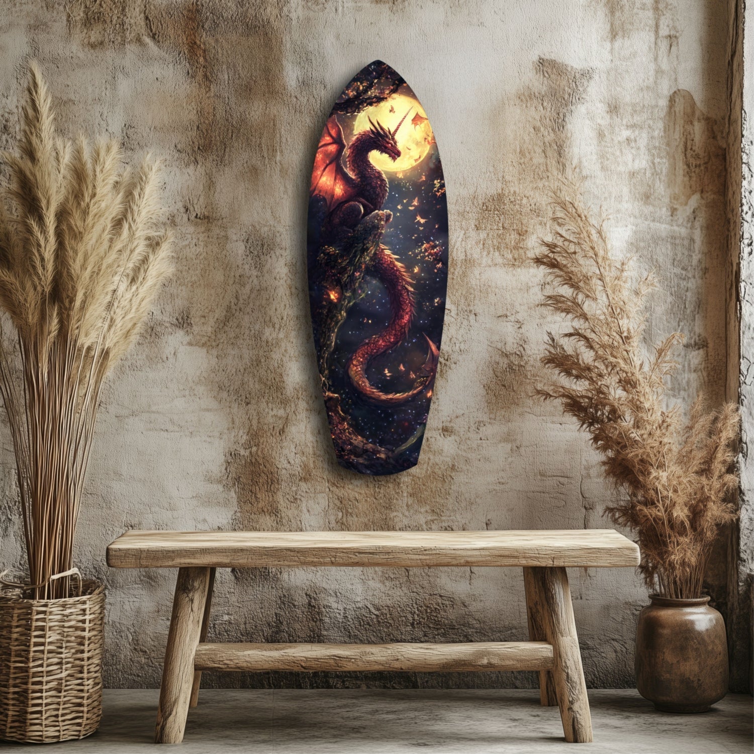 Moonlit Dragon Flight of the Night Glass Wall Art-2