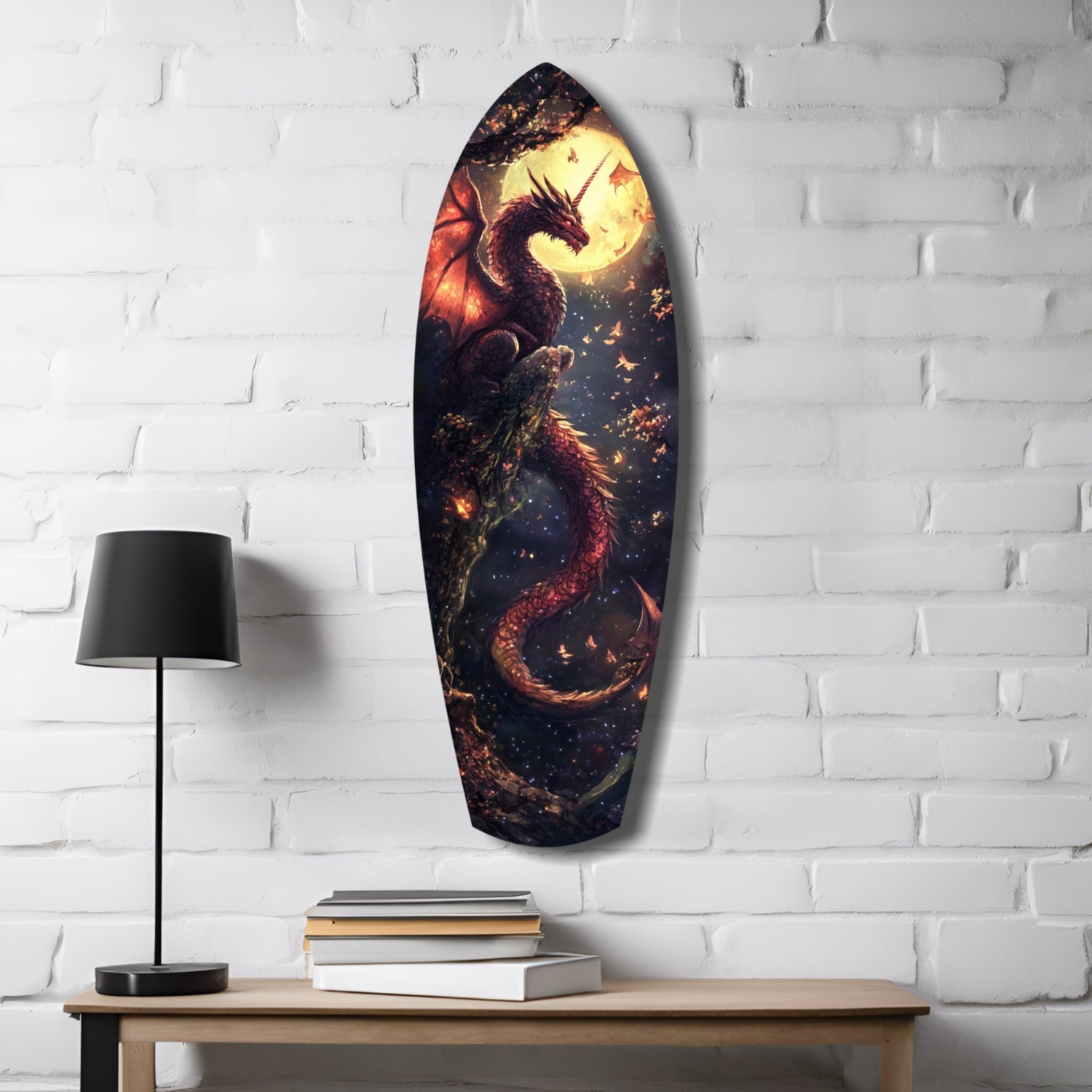 Moonlit Dragon Flight of the Night Glass Wall Art-3