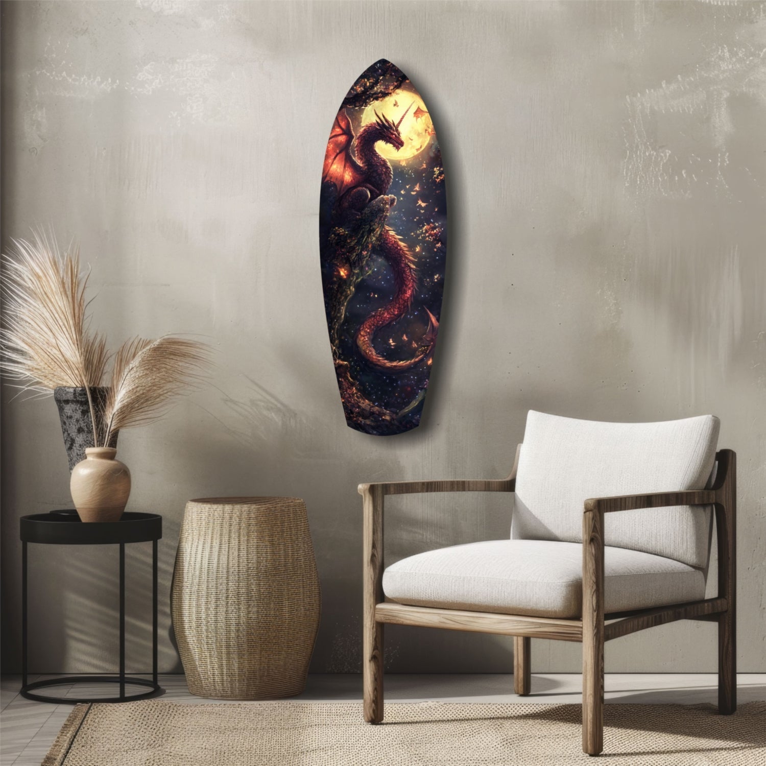 Moonlit Dragon Flight of the Night Glass Wall Art-4