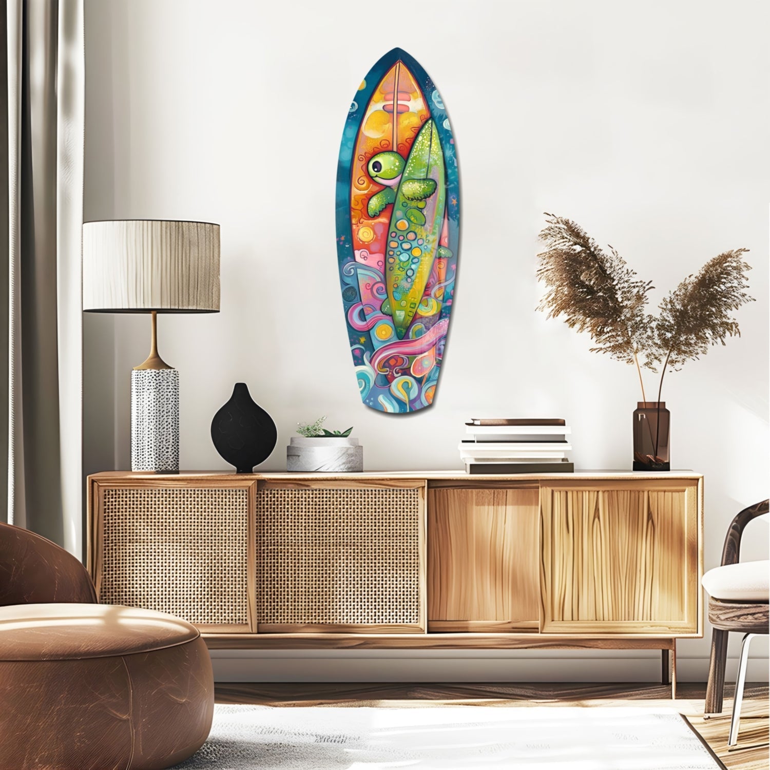Surfer Caretta Glass Wall Art-1
