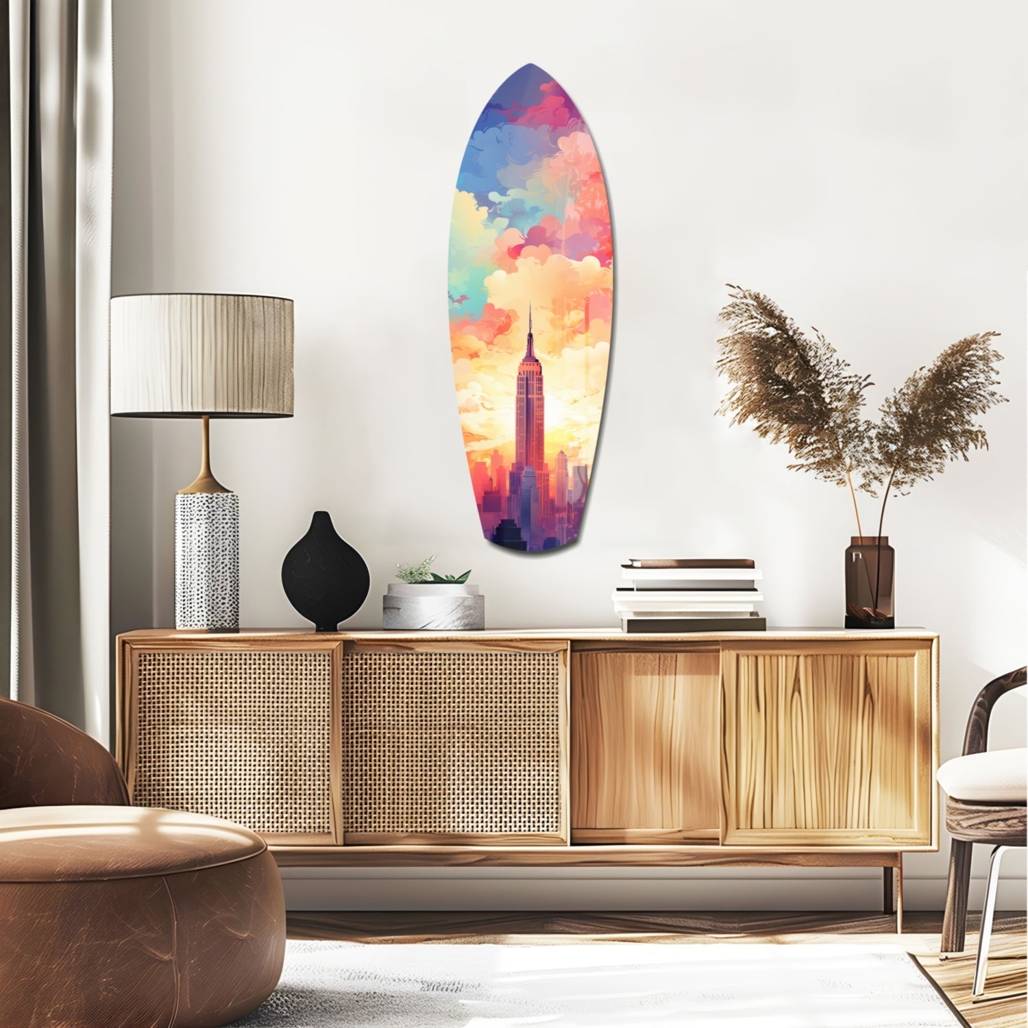 Golden Skyline Glass Wall Art-1