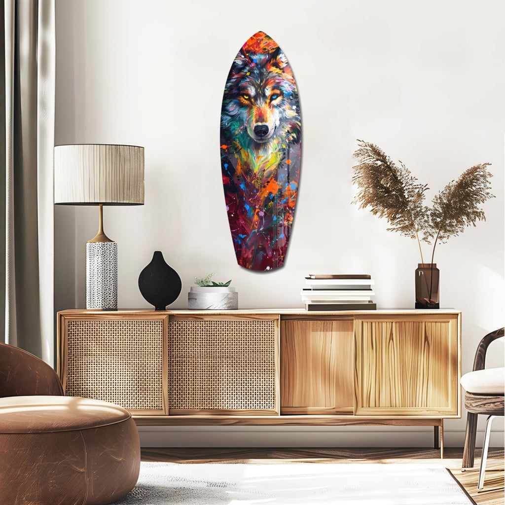 Alone Wolf V3 Glass Wall Art-1