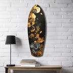 Golden Flower Glass Wall Art-3