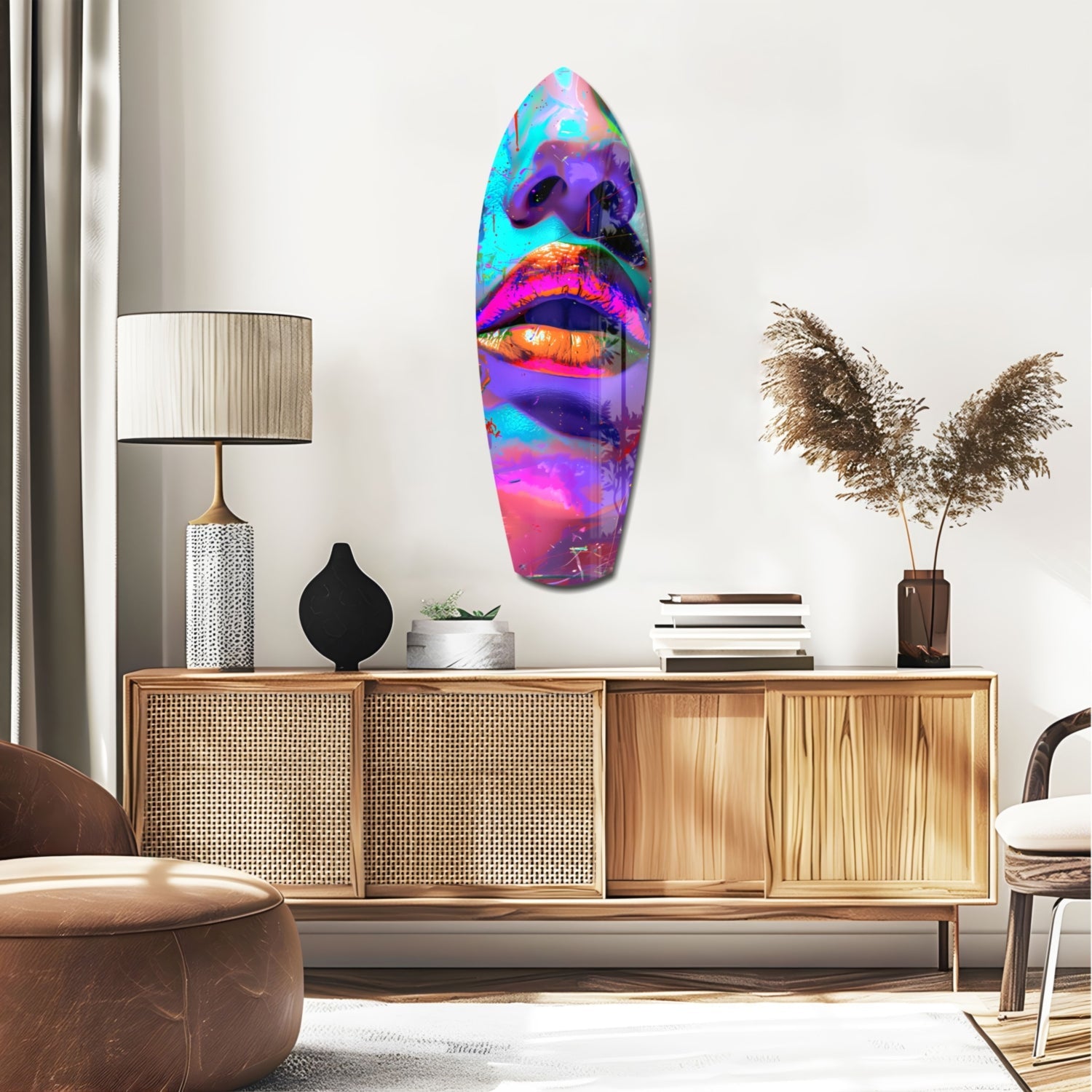 Colorful Lips V14 Glass Wall Art-1