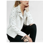 Women’s White Studded Leather Jacket-3