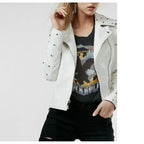 Women’s White Studded Leather Jacket-2