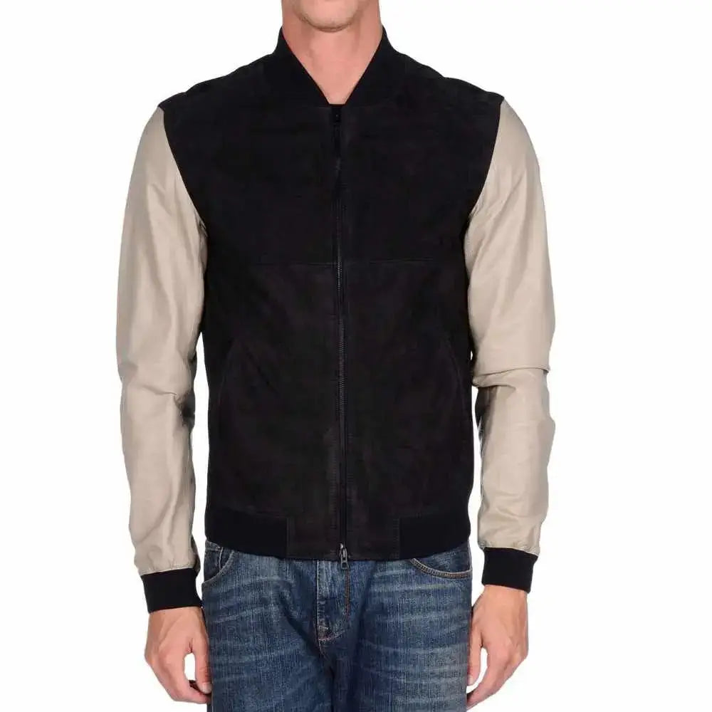 Men's Letterman Varsity Leather Motorcycle Fashion Jacket-0