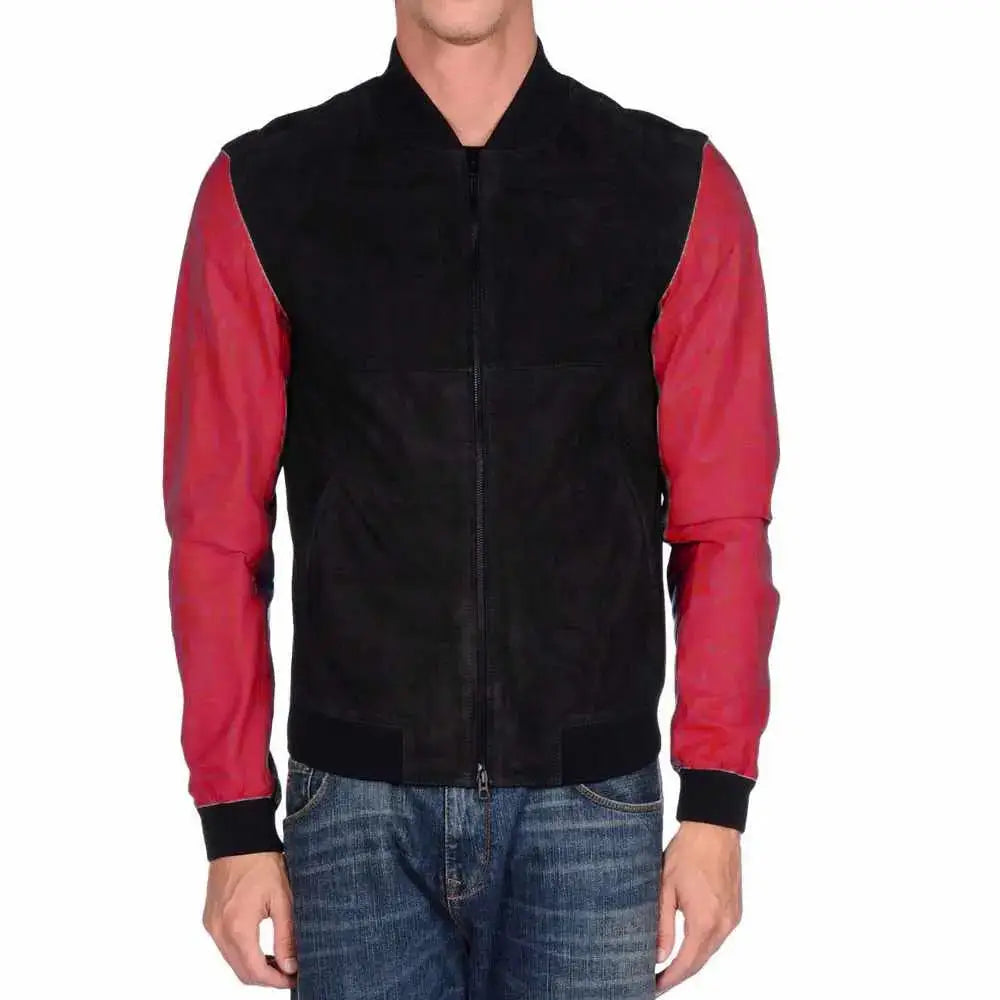 Men's Letterman Varsity Leather Motorcycle Fashion Jacket-3