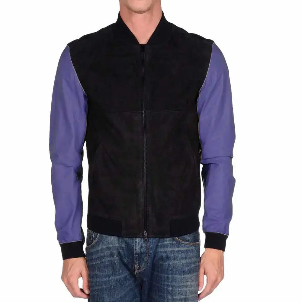Men's Letterman Varsity Leather Motorcycle Fashion Jacket-5