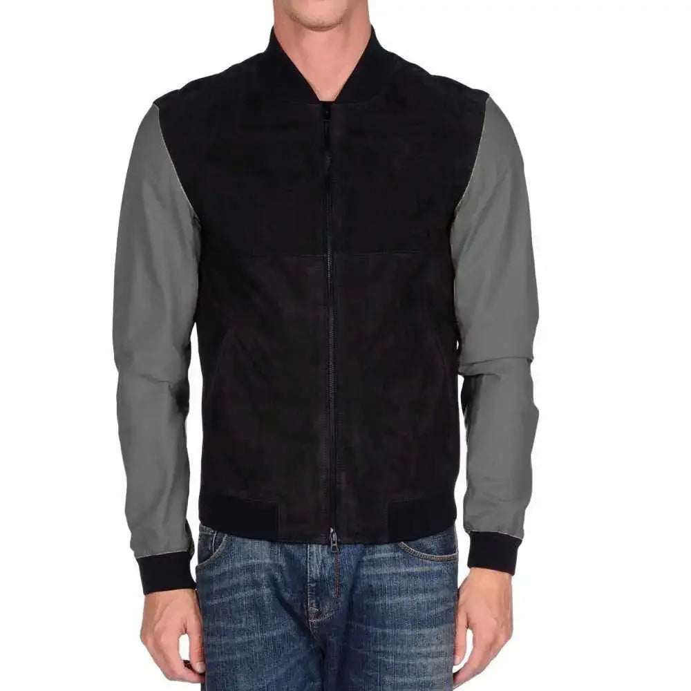 Men's Letterman Varsity Leather Motorcycle Fashion Jacket-4