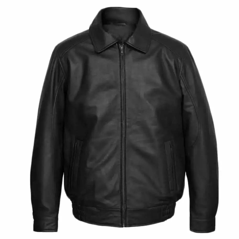 Men’s Genuine Leather Bomber Jacket-0