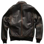 Mens Brown Aviator Leather Bomber Jacket-1