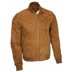 Men's Brown Suede Western Bomber Jacket-1