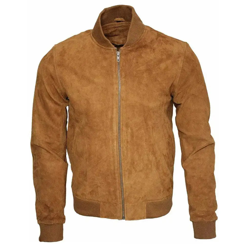 Men's Brown Suede Western Bomber Jacket-0