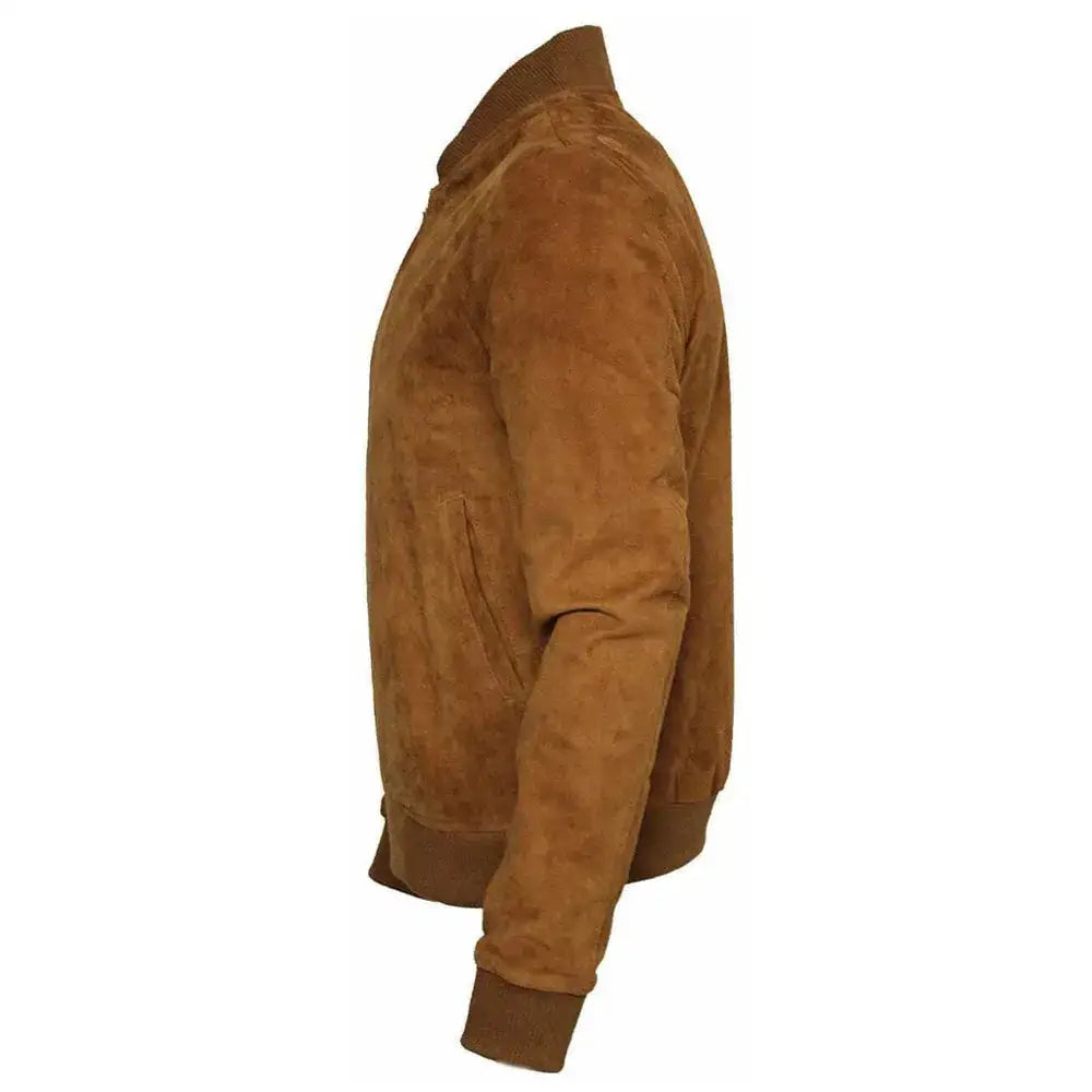 Men's Brown Suede Western Bomber Jacket-2