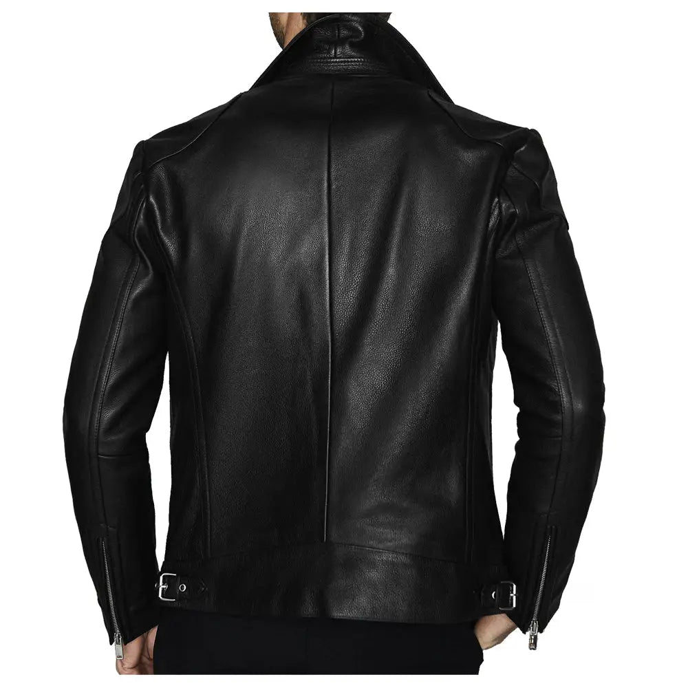 Men’s Fashion Biker Jacket with Three Zippered Pockets-4