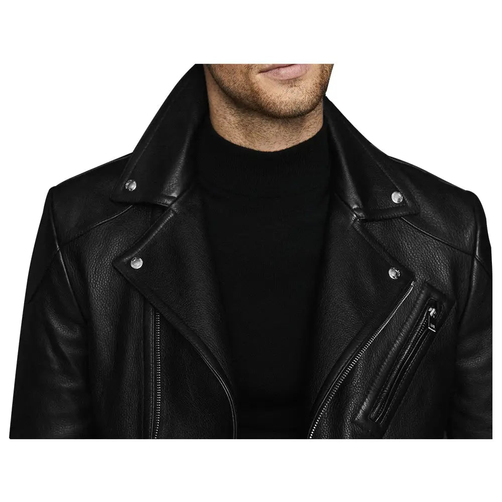 Men’s Fashion Biker Jacket with Three Zippered Pockets-3