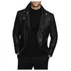 Men’s Fashion Biker Jacket with Three Zippered Pockets-2