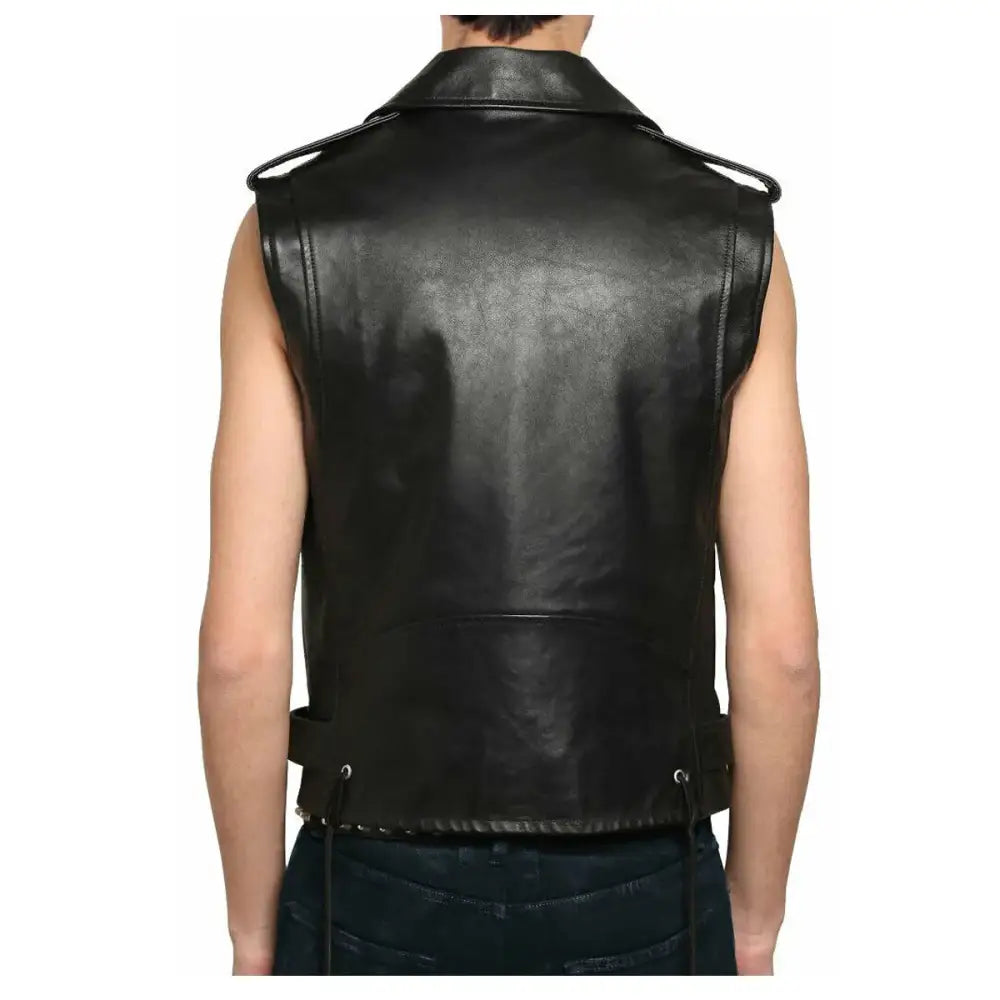 Mens Leather Motorcycle Club Vest-1