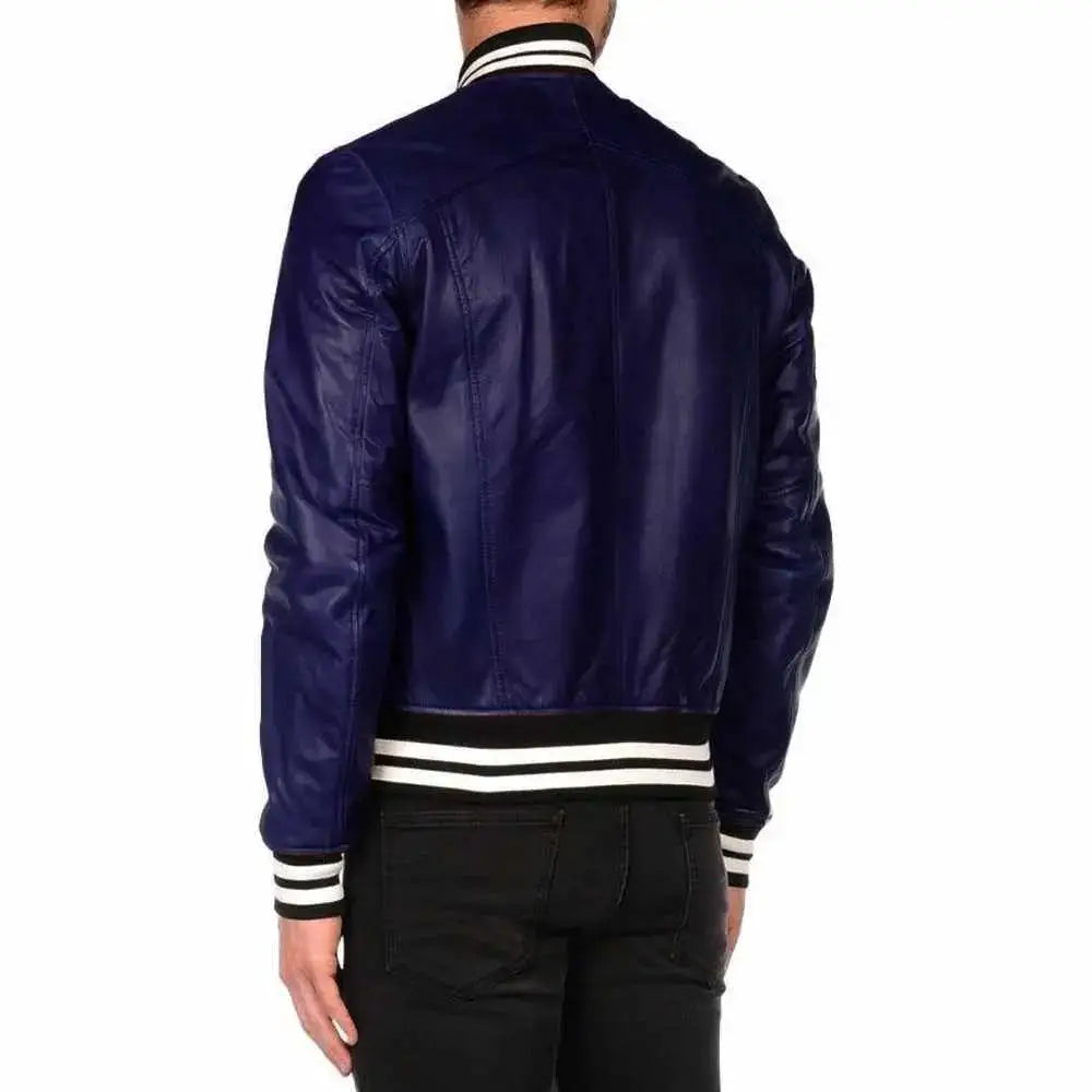 Men's Letterman Varsity Bomber Leather Jacket-3