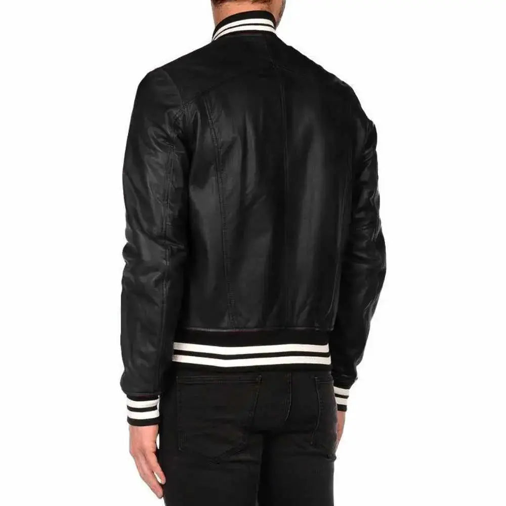 Men's Letterman Varsity Bomber Leather Jacket-1
