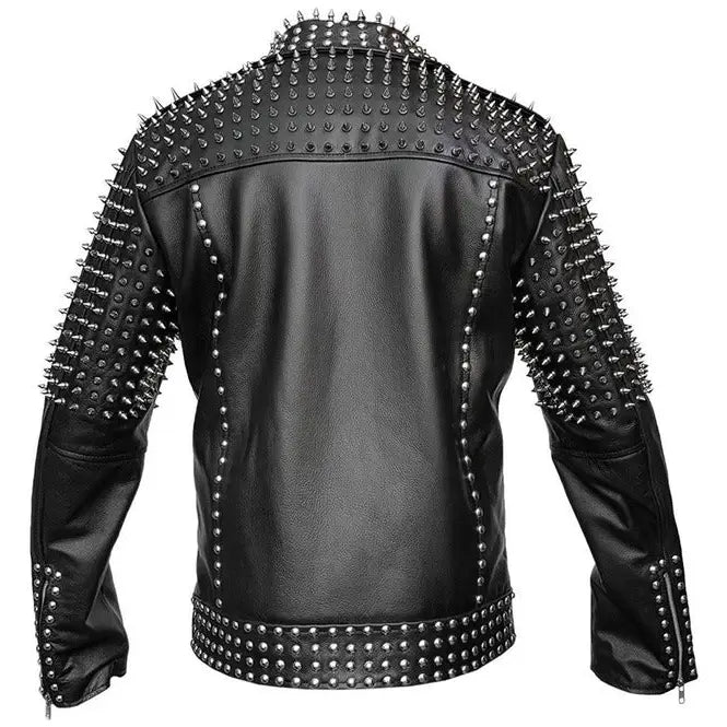 Men’s Spiked Real Leather Studded Jacket-2