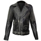 Men’s Spiked Real Leather Studded Jacket-0