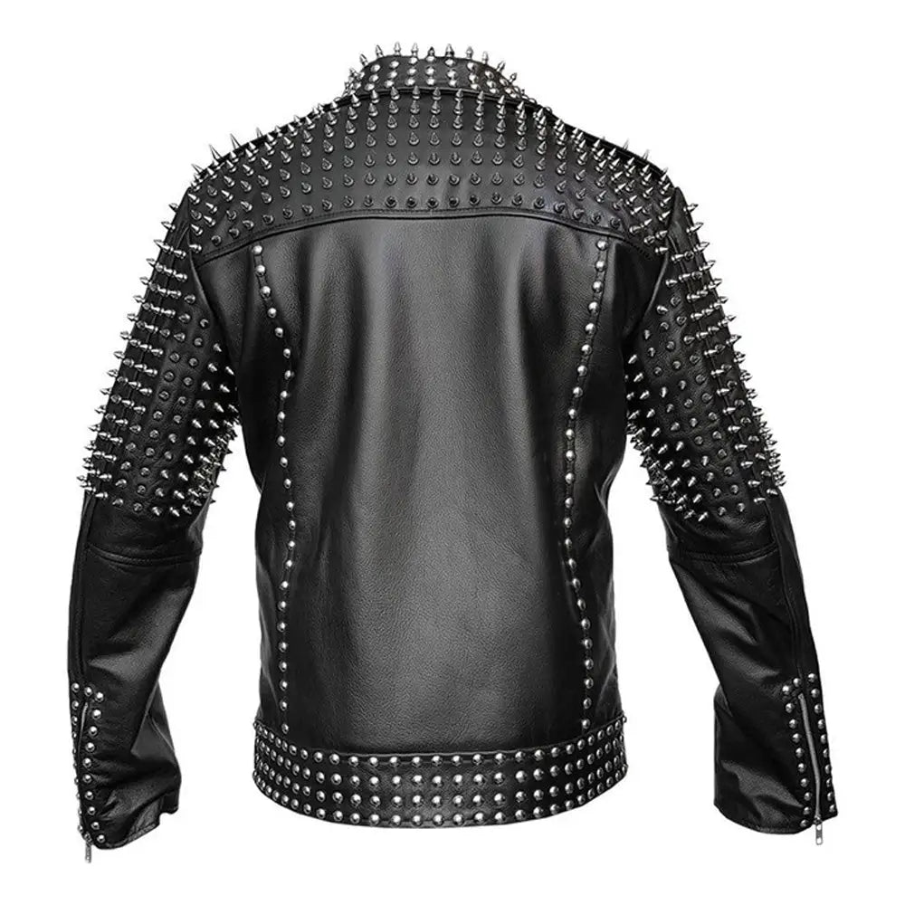 Men’s Spiked Real Leather Studded Jacket-1