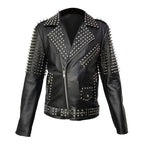 Men’s Spiked Real Leather Studded Jacket-4