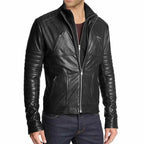 Mens Black Leather Slim Fit Jacket-0