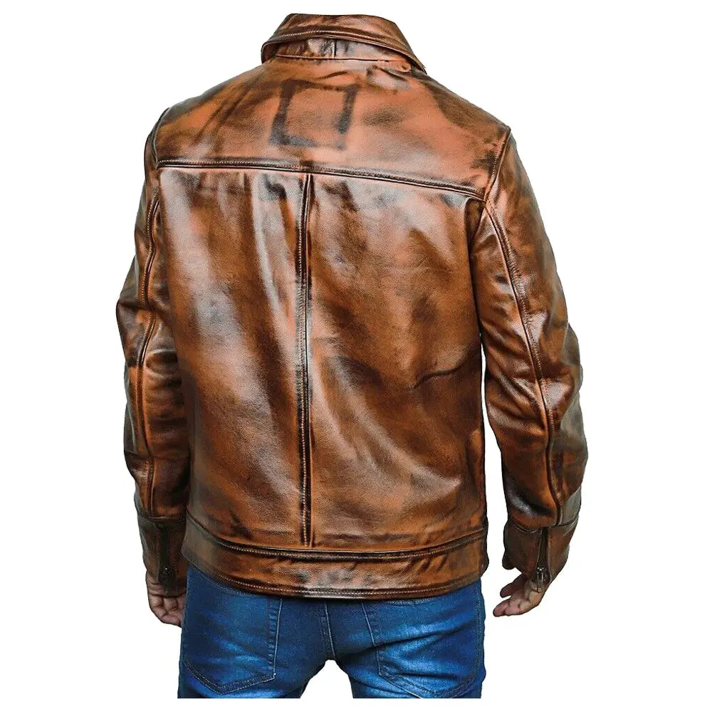 Men’s Waxed Leather Fashion Jacket-2