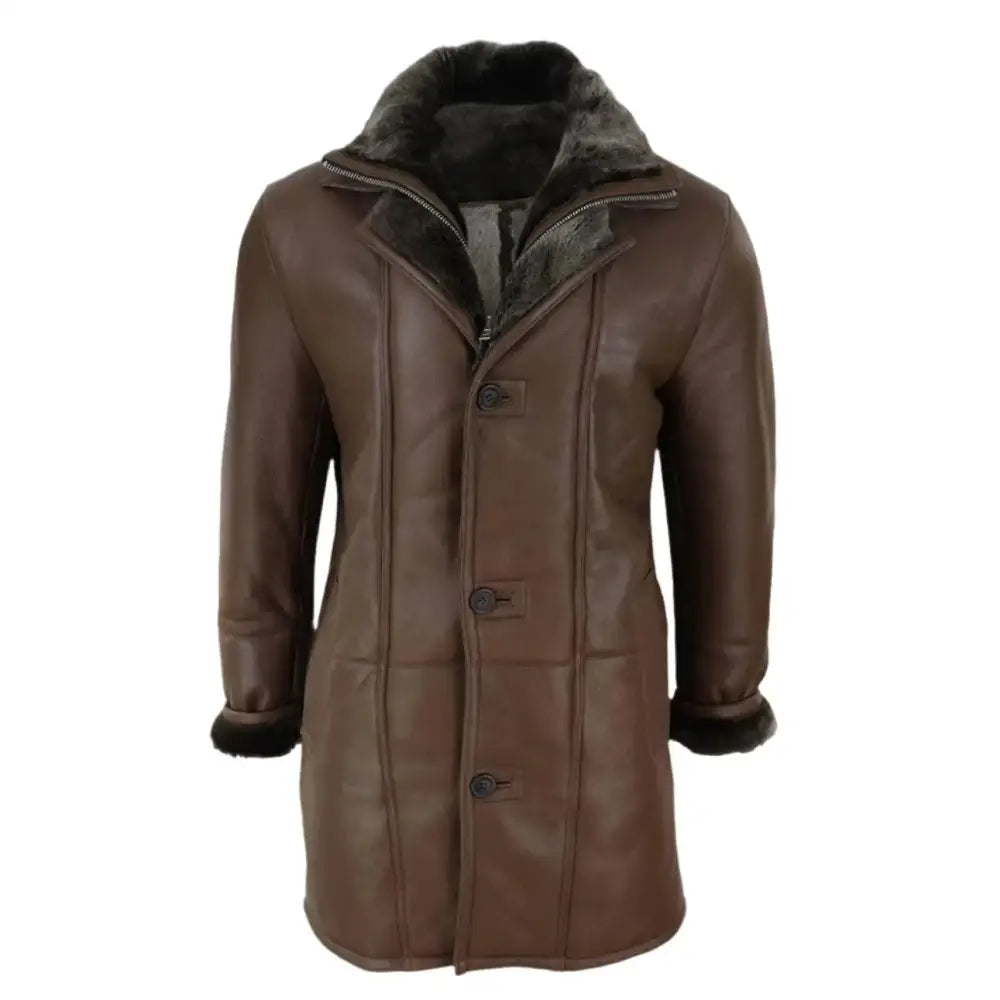 Men’s 3/4 Length Sheepskin Duffle Coat-0