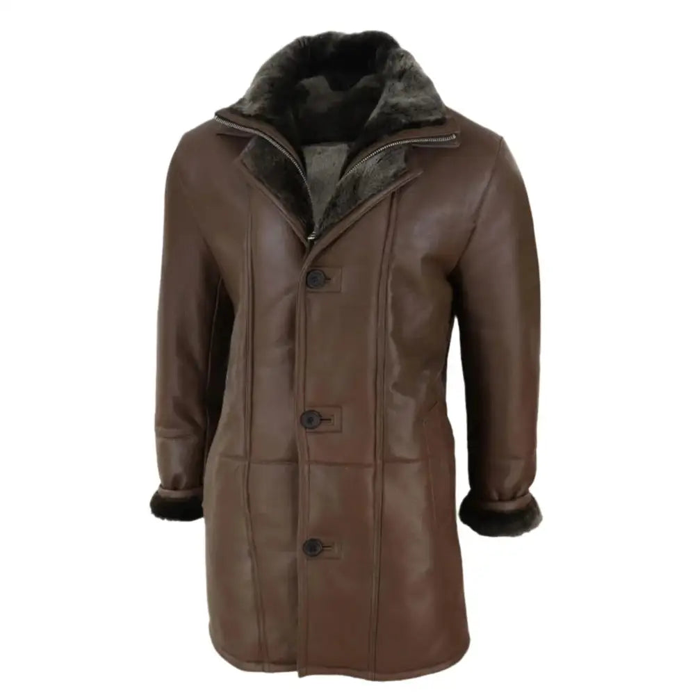 Men’s 3/4 Length Sheepskin Duffle Coat-1
