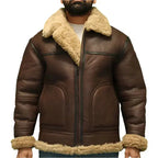 Men’s Aviator B3 Sheepskin WW2 Flying Jacket-0