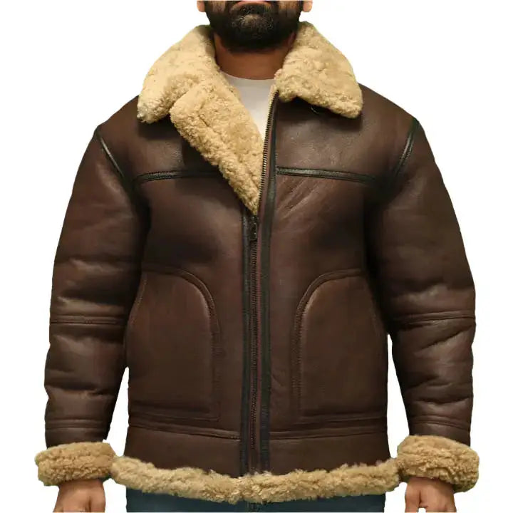 Men’s Aviator B3 Sheepskin WW2 Flying Jacket-0