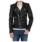 Men’s Classic Biker Leather Jacket-0