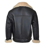 Men’s Black Shearling Bomber Leather Aviator Jacket-1