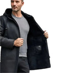 Men’s Black B7 Shearling Bomber Leather Coat-3