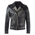 Men's Studded American Biker Leather Jacket-0