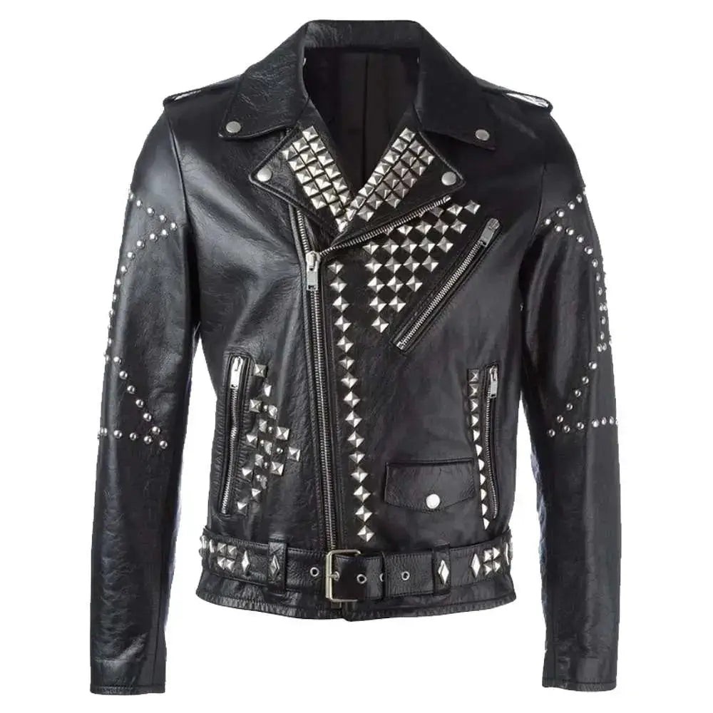 Men's Studded American Biker Leather Jacket-1