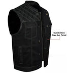 Men’s Black Biker Vest – Diamond Quilted Motorcycle Leather Vest-1