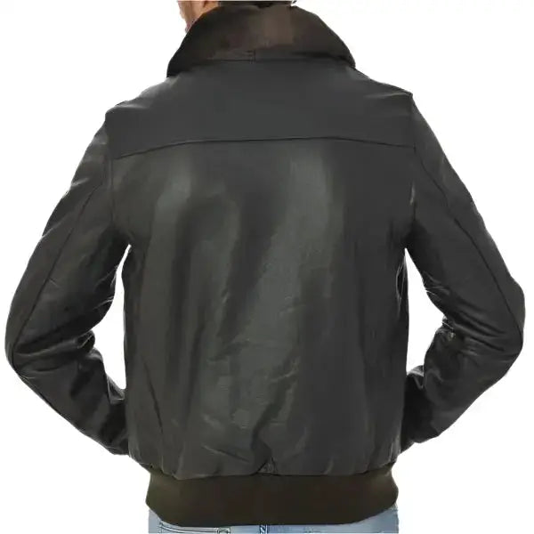 Men's Black Cowhide Leather Aviator Jacket-1