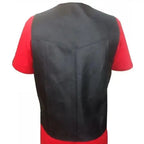 Men’s Black Genuine Leather Biker Vest with Side Lacing-1