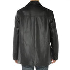 Mens Black Lambskin Leather Overcoat Blazer Jacket-2