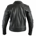 Men’s Black Studded Leather Biker Jacket-1