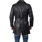 Men’s Black Sheepskin Leather Trench Coat-1