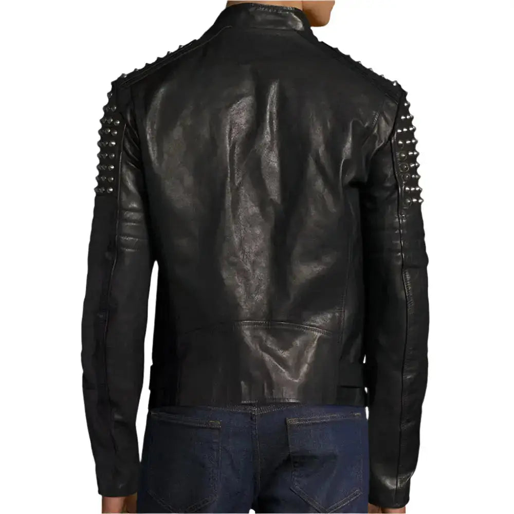 Men’s Black Studded Leather Jacket-1