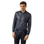 Men's Blue Varsity Bomber Jacket-0