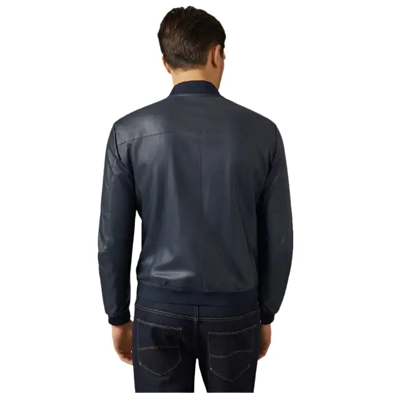 Men's Blue Varsity Bomber Jacket-1