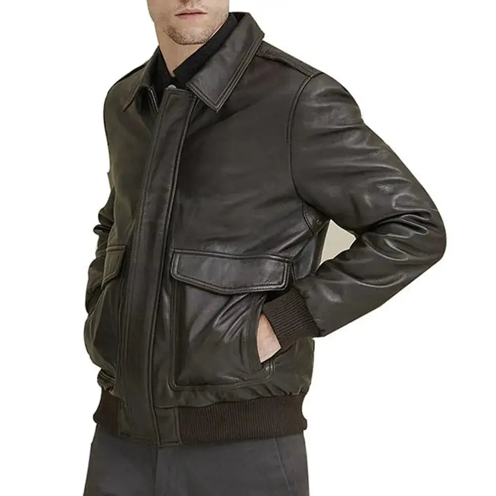 Mens Brown A2 Flight Aviator Jacket-2